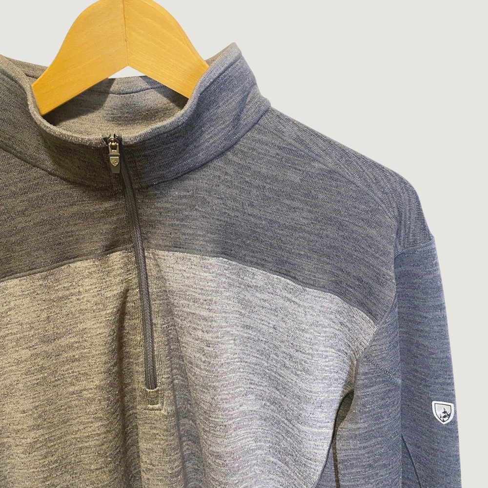 KUHL Pullover Quarter Zip Mens Large Grey Excellent 1/4 Zip Technical Sweater